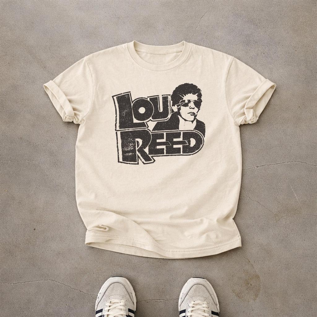 Lou Reed Velvet Underground Graphic T-Shirt, Distressed Portrait Design, Unisex Cotton Tee