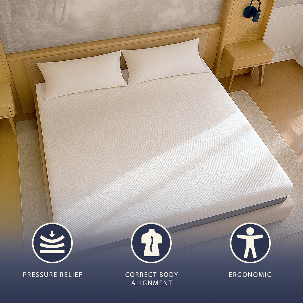 The White Stone Matelas Memory Foam et Mousse Haut 22 cm | Matelas et Hypoallergénique 