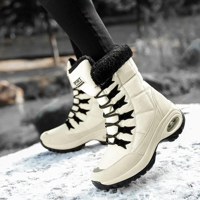 Fashion 2025 Women Boots High Quality Warm Snow Lace-up Comfortable Ankle Outdoor Waterproof Hiking Boots Size 36-42