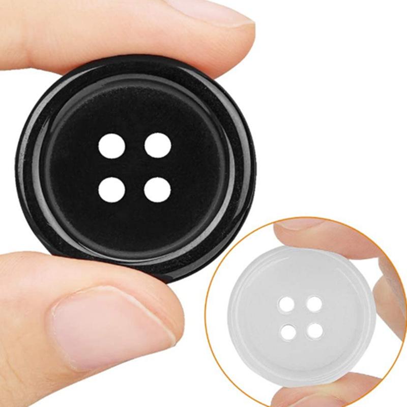50 Stück Einfache 4-Loch-Knöpfe 20 mm Rund Harz Flachrücken Knöpfe Pullover Rock Zubehör