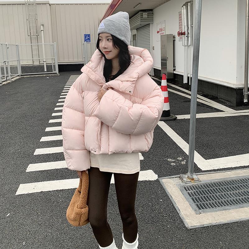 Nuova Giacca Imbottita in Cotone da Donna Corta Larga Invernale con Cappuccio Giacca Imbottita in Cotone Cappotto Caldo Imbottito