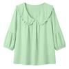 Women Casual Fashion Shirt Ruffle Trim 3/4 Sleeve Blouse Loose Fit Lightweight Top for Everyday Wear