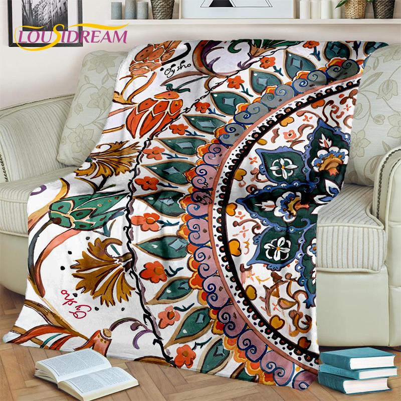 3D Mandala Bohemia Geometric Flower Blanket,Soft Throw Blanket for Home Bedroom Bed Sofa Picnic Office Hiking Leisure Nap Cover