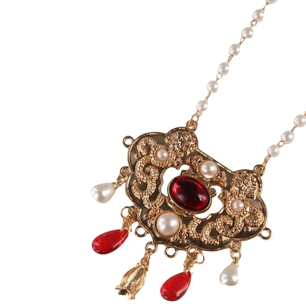 Flower Longevity Lock Pendant Chain Choker Ruyi Pearl Choker Luxury Vintage Hanfu Necklace  Party