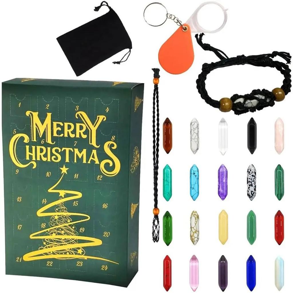 Crystal Xmas Countdown Calendar with Natural Crystals Advent Countdown Calendar for Girls Ladies Women