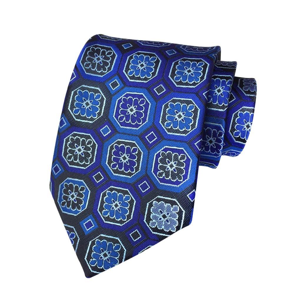 Fashion Blue Plaid Men Necktie Business Adjustable Paisley Tie Vintage Floral Ties Business