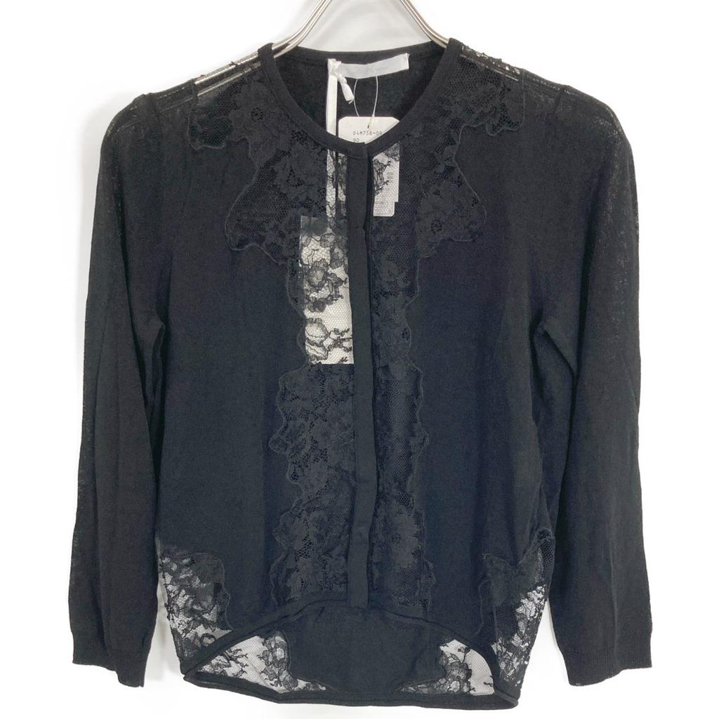 Les Copains BLACK P13 001207 Lace Cardigan Ensemble Tops 40 blackUsed