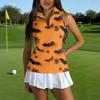 Women's Sleeveless Golf Shirt with Zipper and Halloween Print for Casual Sports Wear