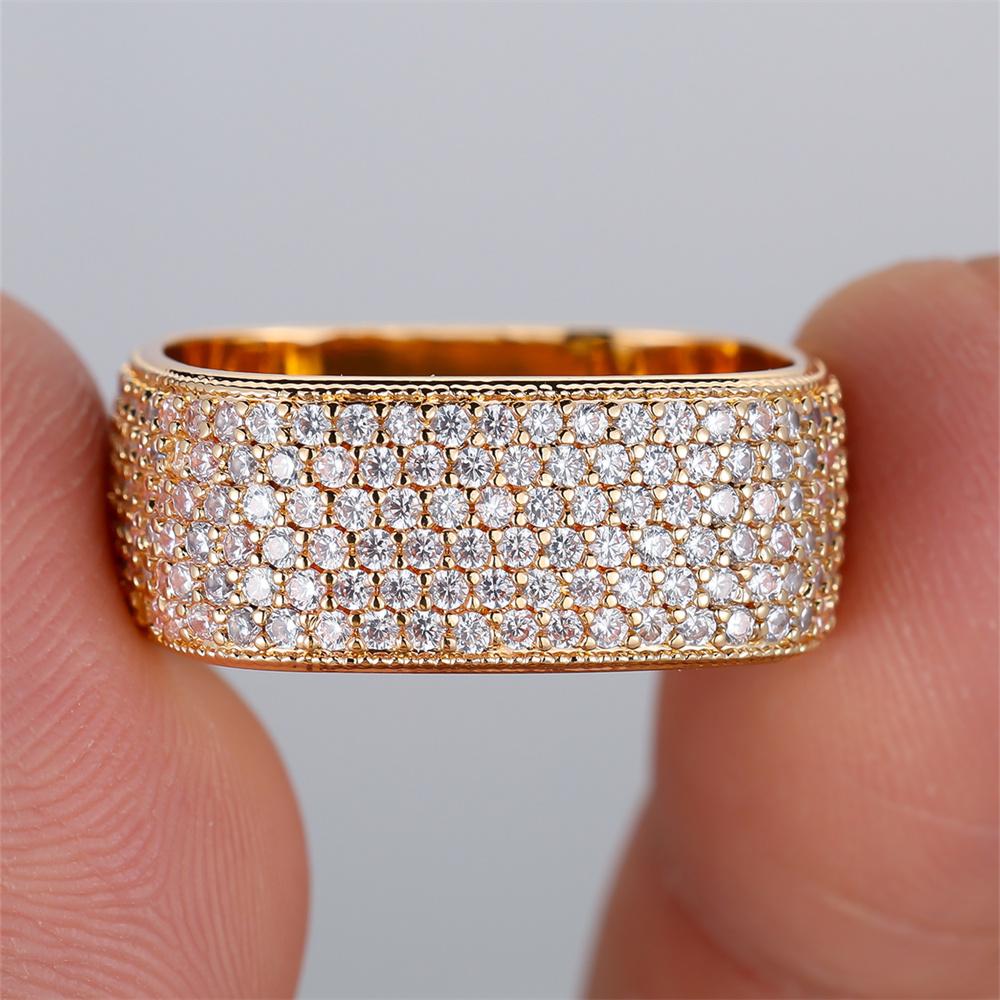 White Zircon Small Stone Square Rings For Women Men Vintage Gold Color Engagement Bands Wedding Jewelry Bridal Versatile Gifts