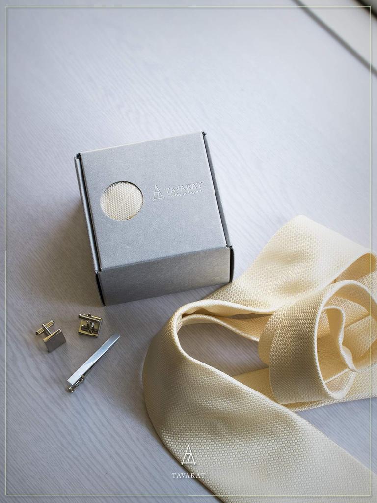 [TAVARAT] [Tavarat] Formal Silk Necktie, 100% Silk, Made in Japan, Nishijin Weave (Champagne Gold - Herringbone)