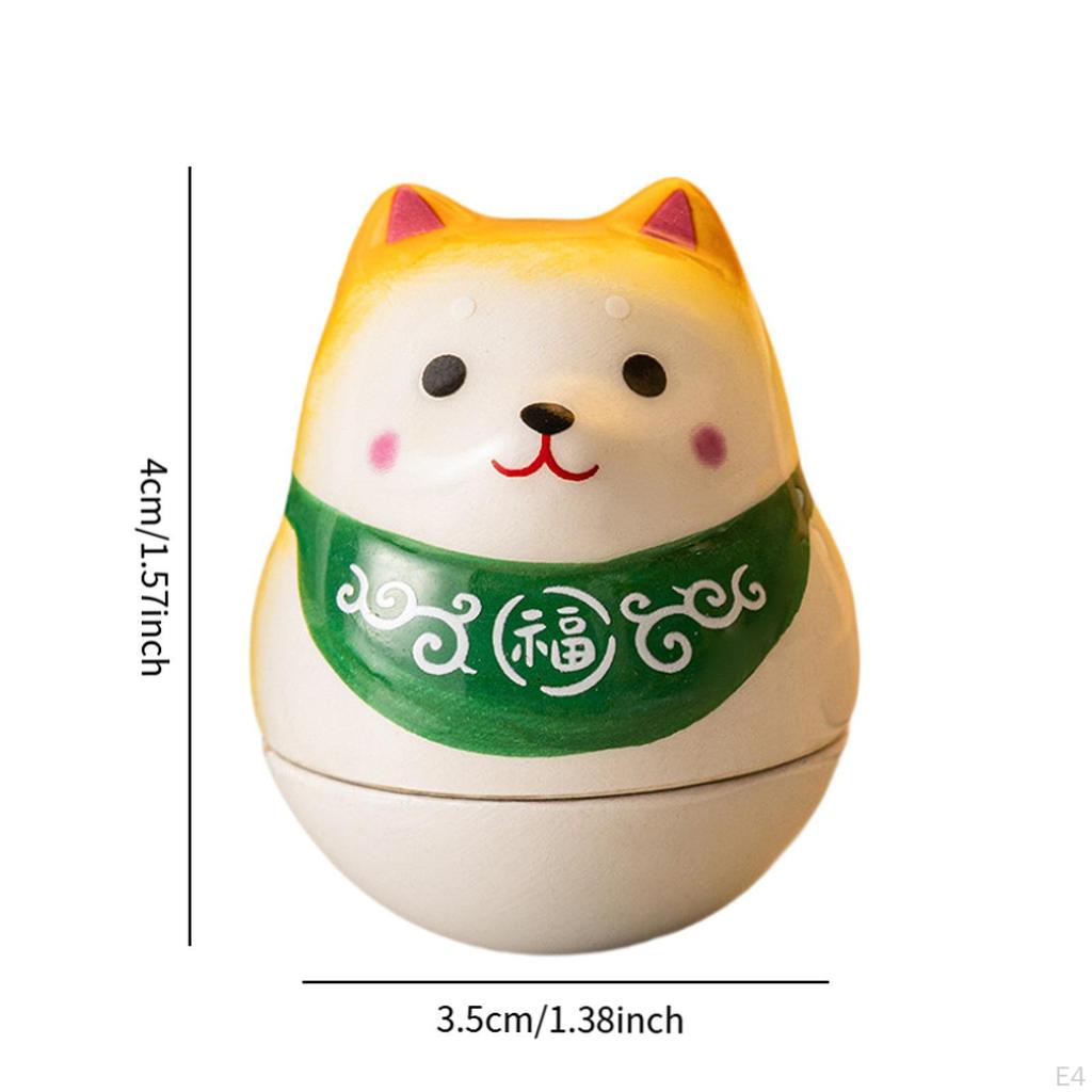 Ceramic Lucky Dog Shiba Inu Figurine Tumbler Doll 1.4x1.4x1.5inch Desktop Ornament