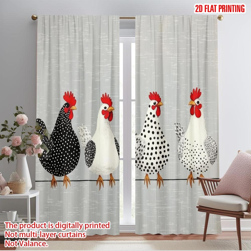 

2pcs,2D plane printing Creative Curtains Polka Dot Hens(1) Versatile Polyester Fabric (without rod) Home Decor Ldeal for Living 52.50×116.00 CM 2pcs