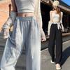 Lace Belt Wide-leg Pants for Women In Summer Ice Silk Cotton Linen High Waist Slimming Casual Lazy Straight-leg Pants