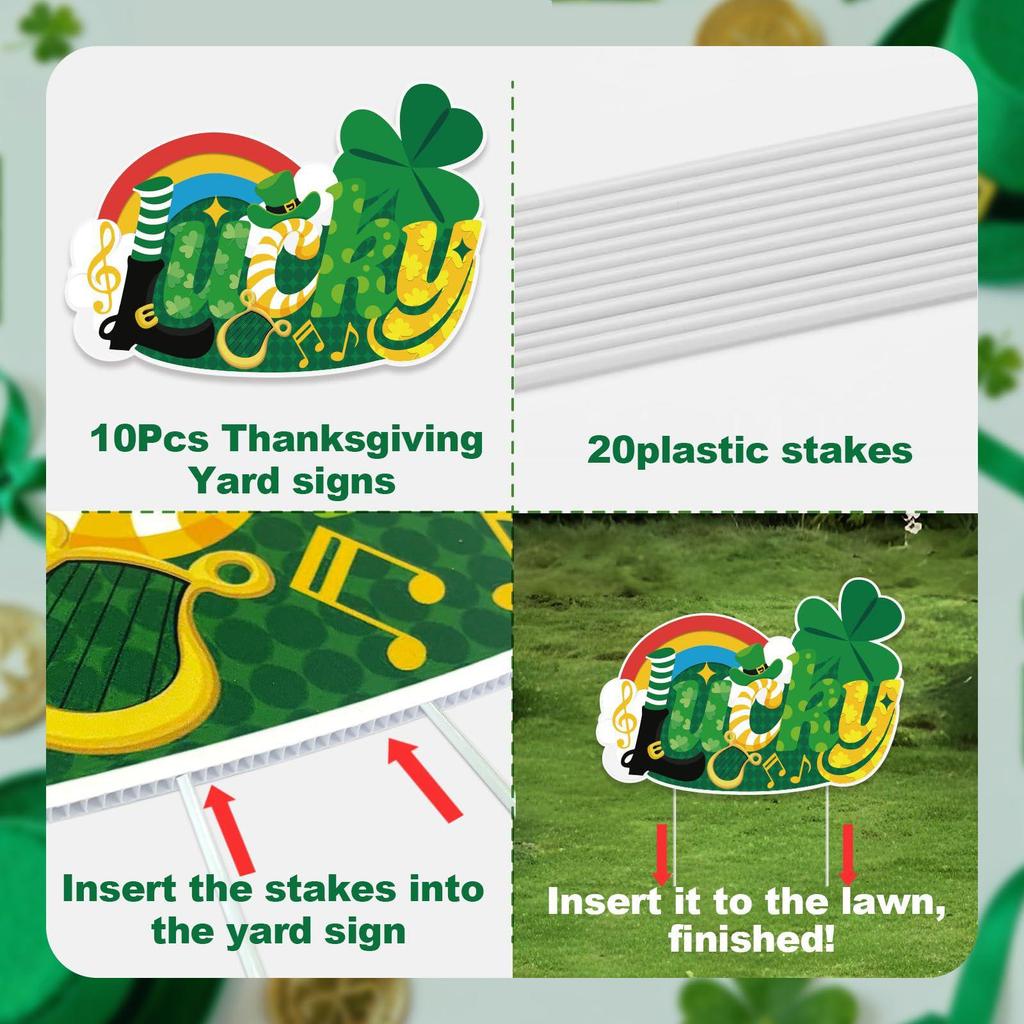 St. Patrick's Day Four-Leaf Clover Garden Decoration Board Insert