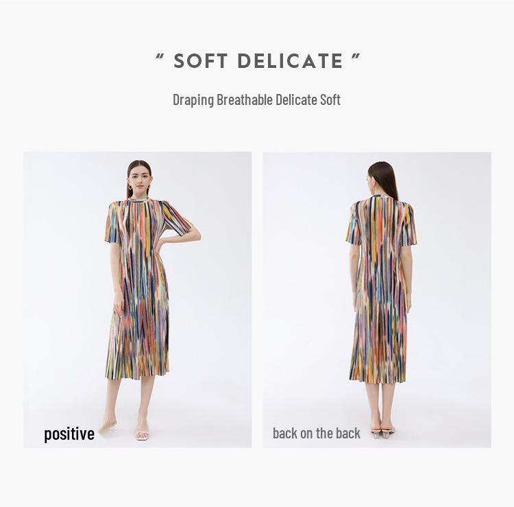 Sommer 2025 Koreanischer Stil Camouflage Rüschenkleid - Halbhoher Kragen, Schlankmachend, Kurze Ärmel