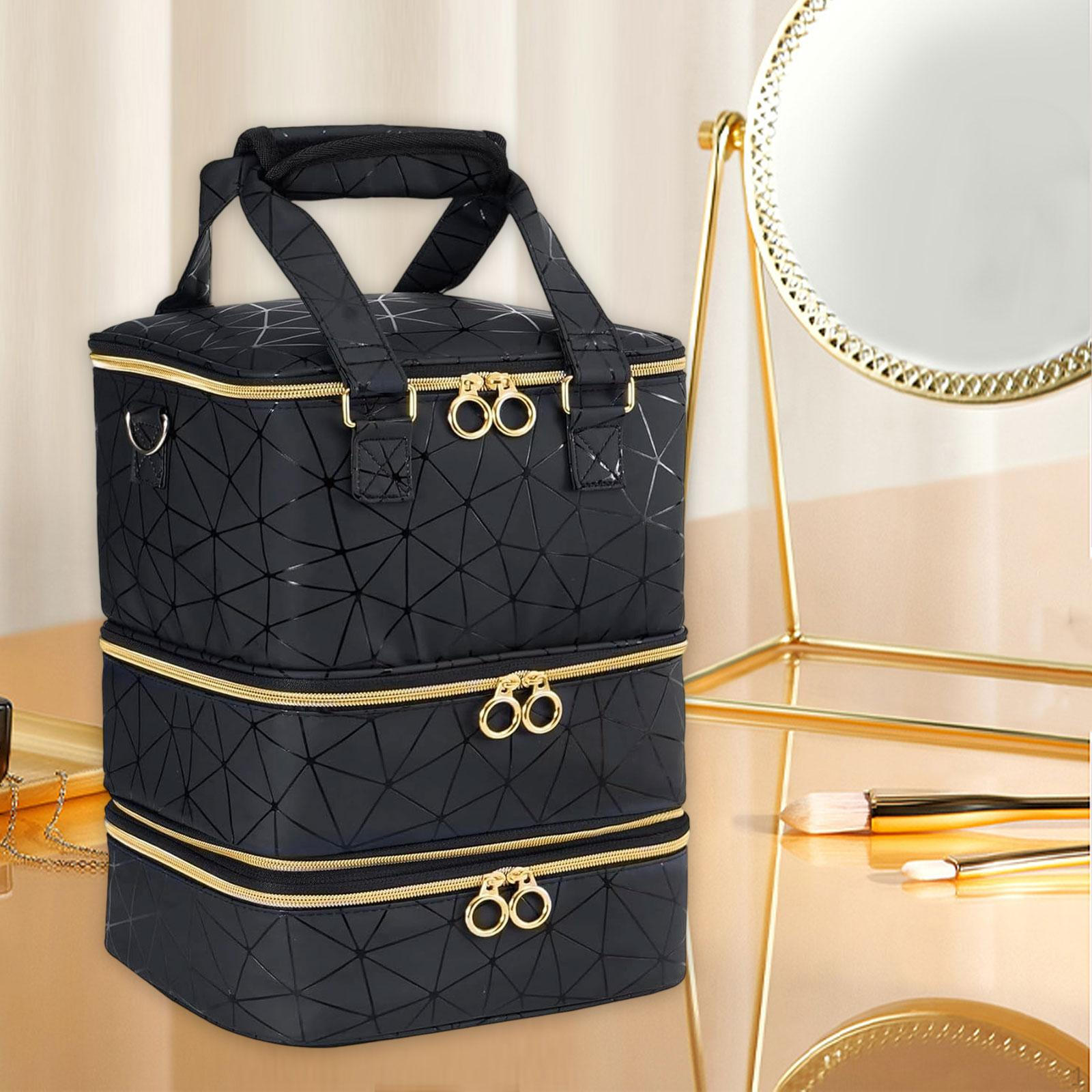 

Сумка-кейс для лаков для ногтей, косметичка, чехол, 3-ярусный ящик для хранения, портативный держатель