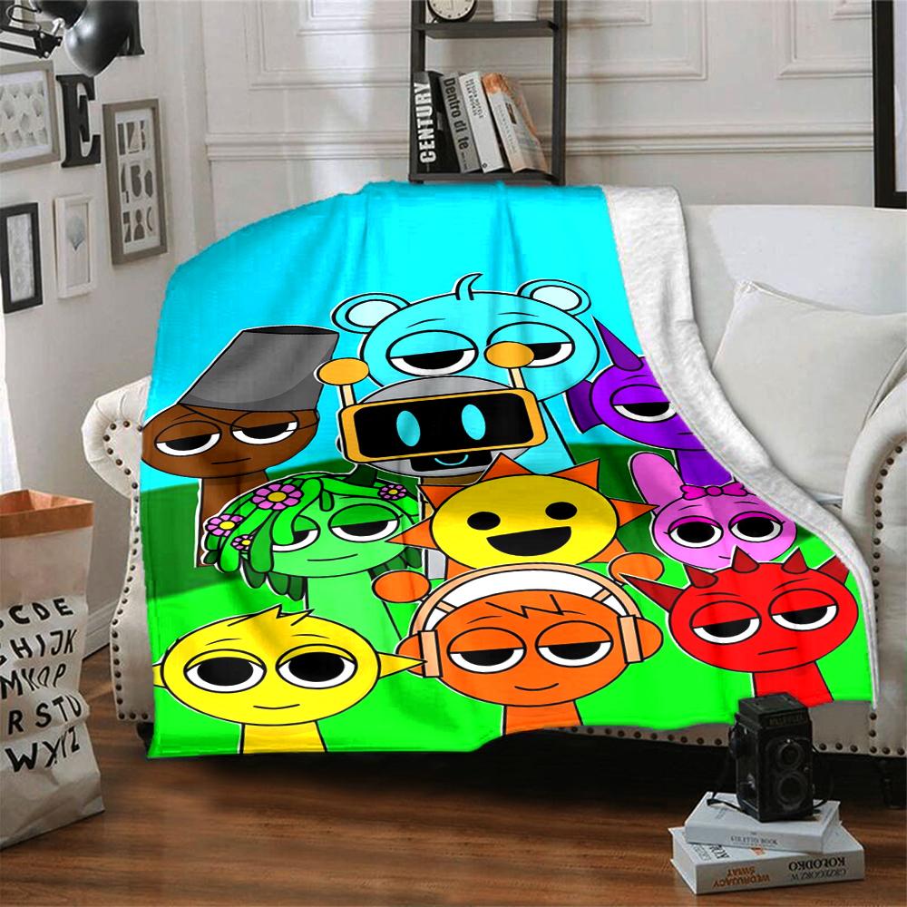 Coperta stampata a tema Sprunki - Perfetta per divano, letto, viaggi e uso all'aperto | Lavabile in lavatrice, accogliente e resistente.