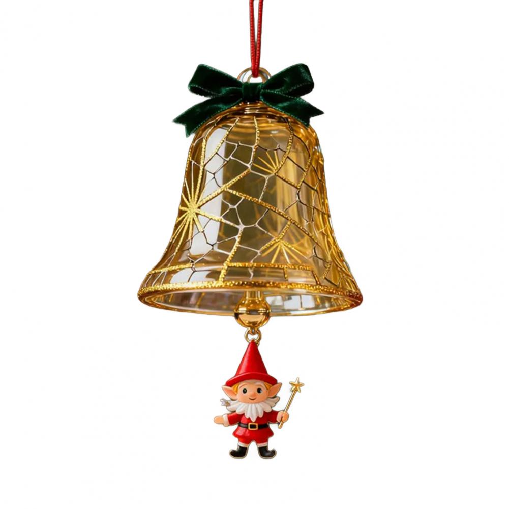 Weihnachtsglocken-Ornamente Weihnachtsbaumhänger Jingle Bell mit Weihnachtsmann/Elch/Pinguin-Ornamenten für die Feiertags-Heimbaumdekoration