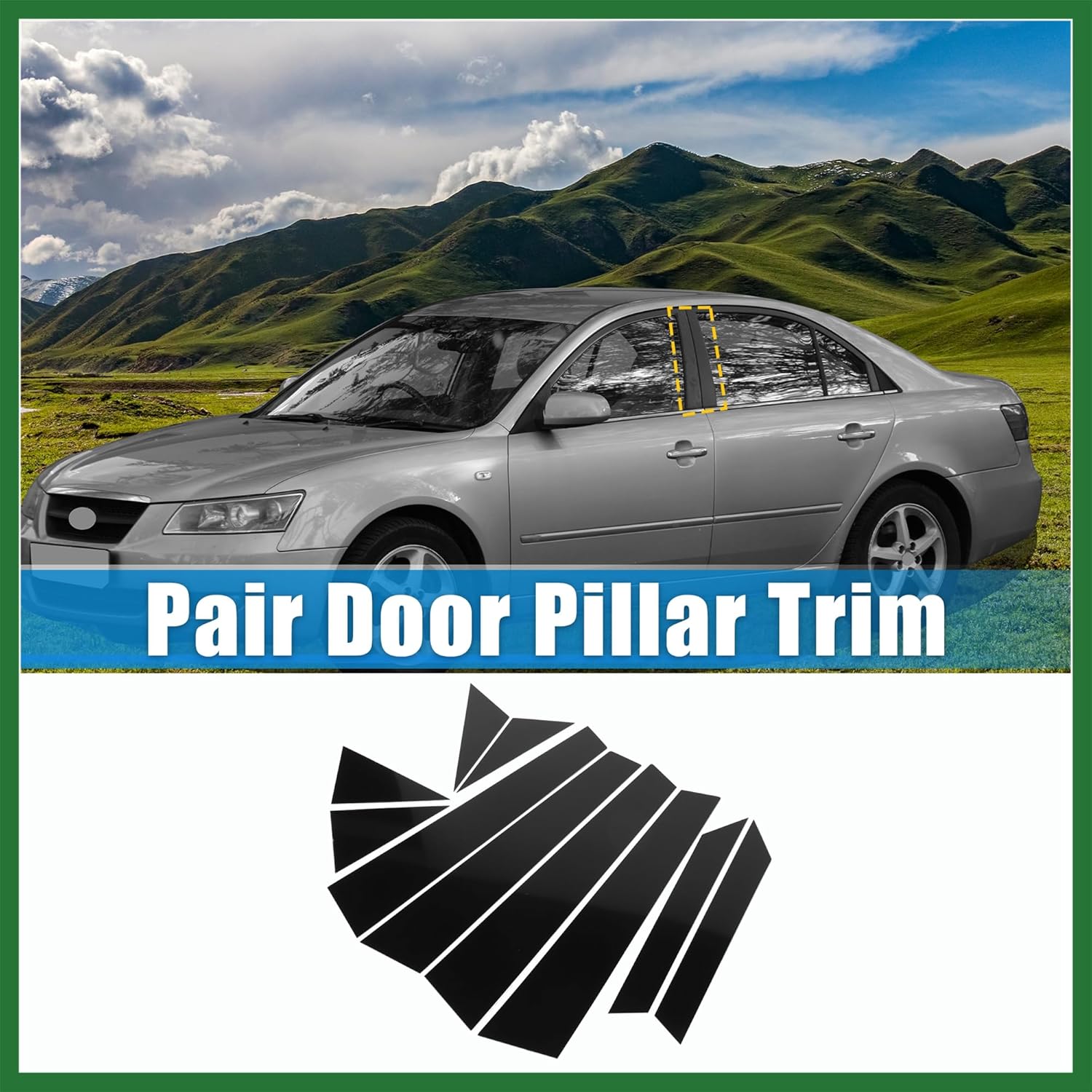 Motoforti 10 Pcs Windshield B Pillar Trim Exterior Garnish Front Rear Left Right for Hyundai Sonata 2011-2014 Black Long-lasting