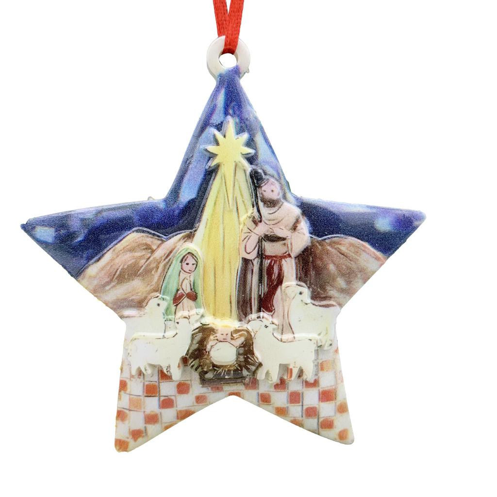Fivepoint Unique Contemporary Star Jesus Birth Resin Decoration With Four Details Sheep