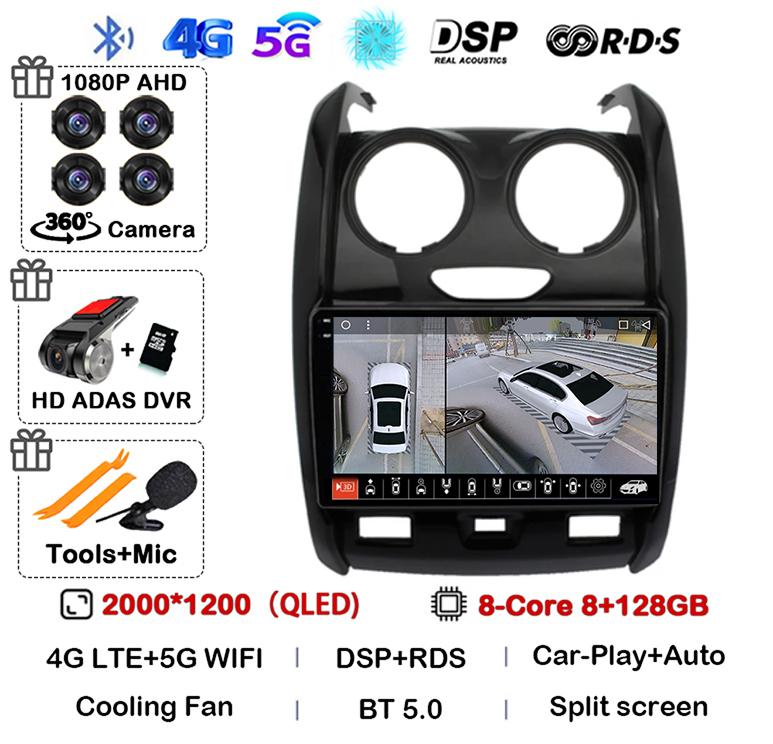 Android 14 Carplay Auto WIFI+4G for Renault Duster 2015 2016 2017 2018 2019 2020 Car Radio GPS Stereo Multimedia Player 2din Dsp