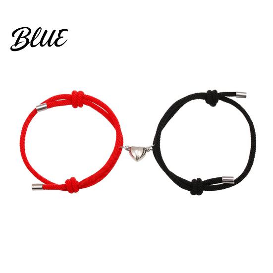 Magnetic Alloy Love Charm Bracelet 2Pcs/Set Matching Heart Pendant Couple