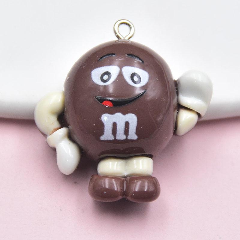 Cartoon Schokoladenbohnen Anhänger Schlüsselanhänger: Bunter Harz-Anhänger für DIY-Schmuck