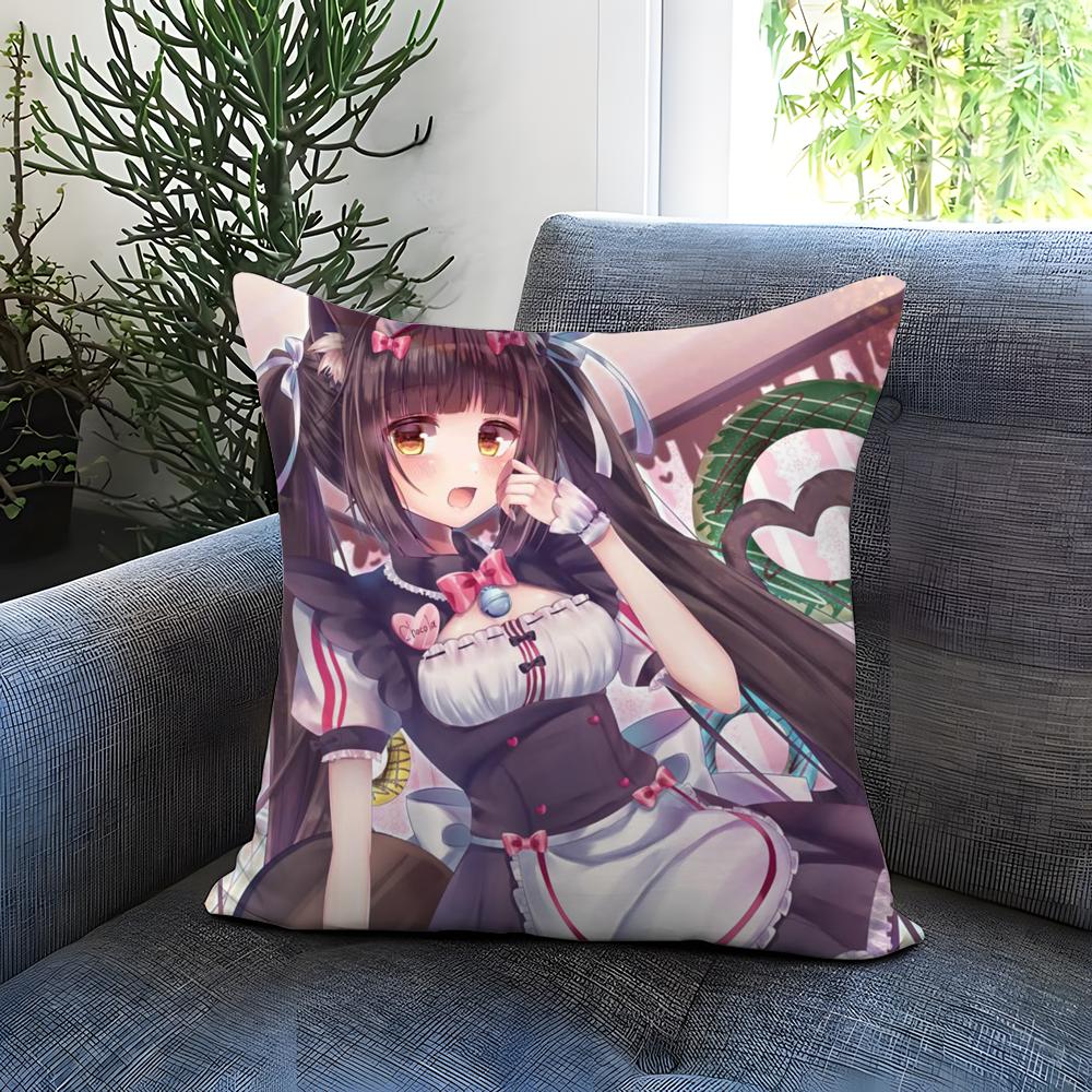 cat girl cute N-NekoparaS Cushion Cover Comfortable Reversible Pillow Cover Ideal for Car Sofa Bedroom & Beyond