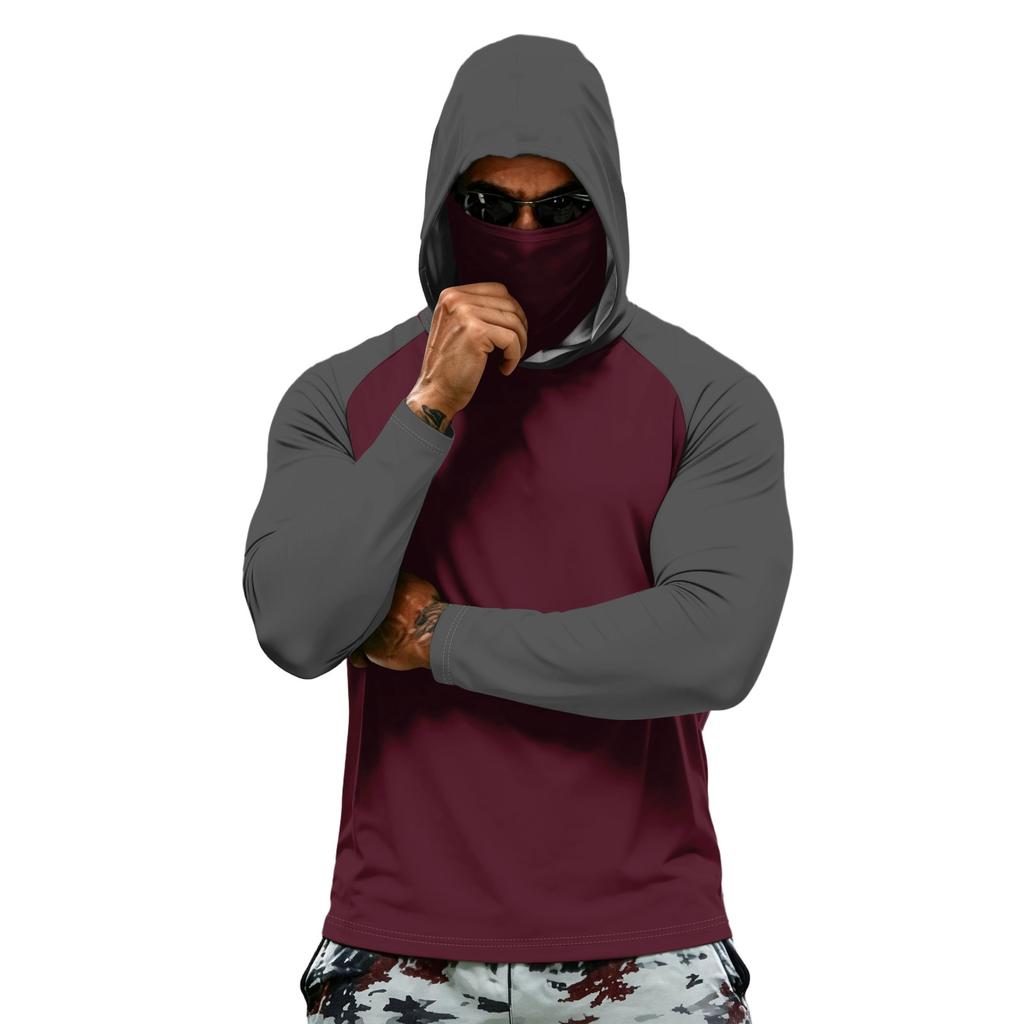 Men's Athletic Hoodies Long Sleeve Fishing Shirts for Men Men's Dry Fit Long Sleeve Active Hoodie Sun Fishing Hoodie with Face