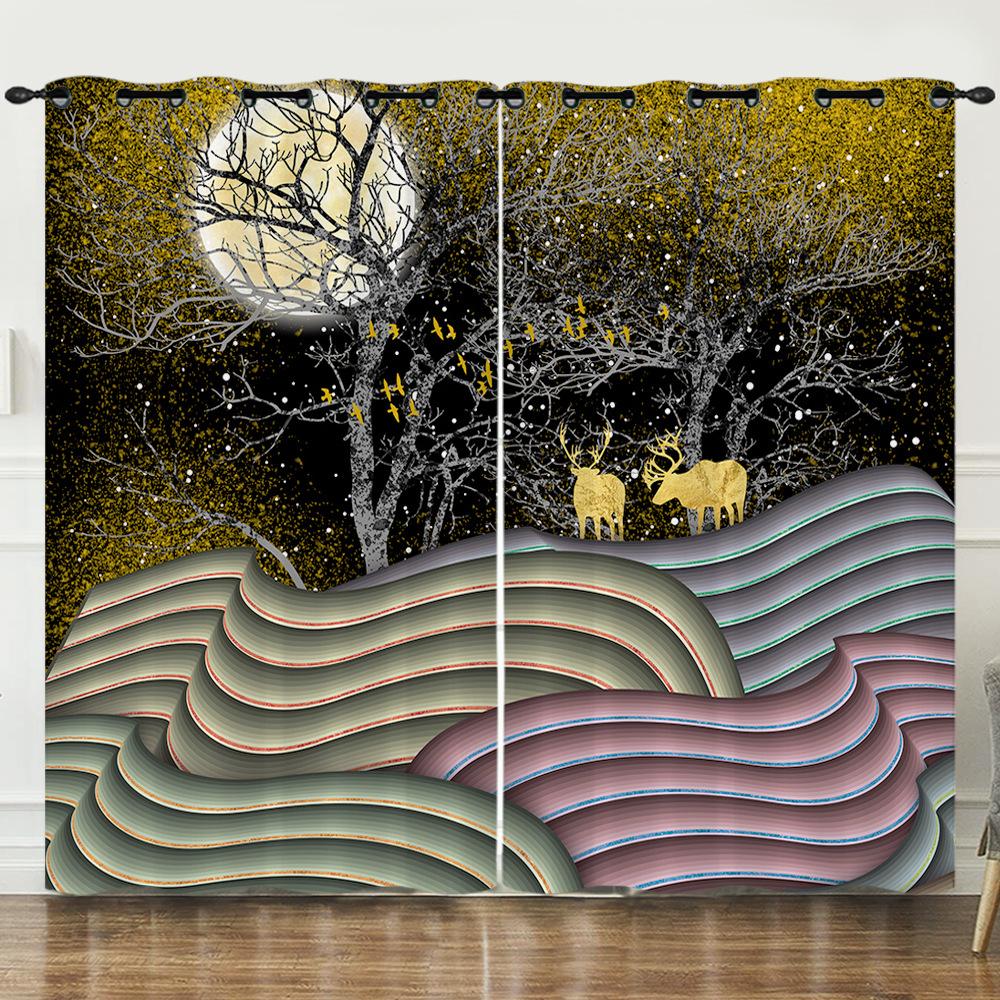 Curtain Animation Cartoon Deer Dream Deer Digital Printing Blackout Curtain Punching