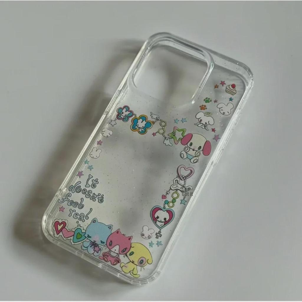 Glitter Star Animal Apple Transparent Phone Case 15 Pro Max/14/13/12/XR/XSMAX/8P Soft Shell