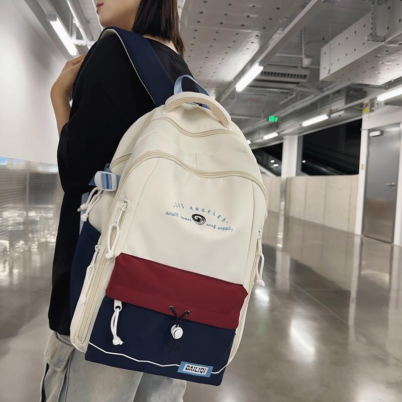 Sac à dos Homme Contraste de Couleurs Sac à dos Femme Grande Capacité Couple Voyage Sac d'écolier Étudiant