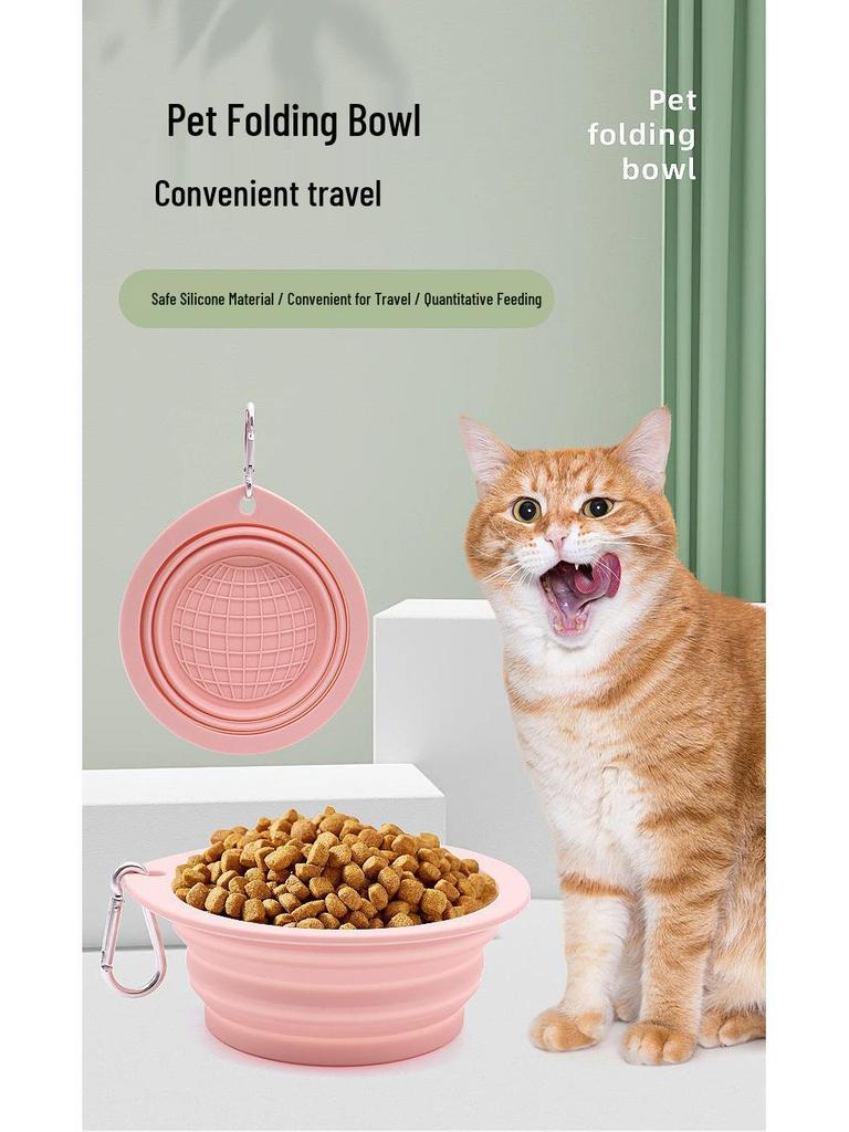 In-Stock Portable Silicone Pet Feeding Bowl - Food Grade, Foldable for Dogs & Cats.