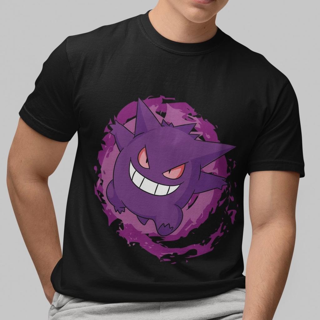 Gengar Pokémon Grafik T-Shirt Herren Unisex Baumwoll-Tee Lustiges Anime Geist-Typ Oberteil