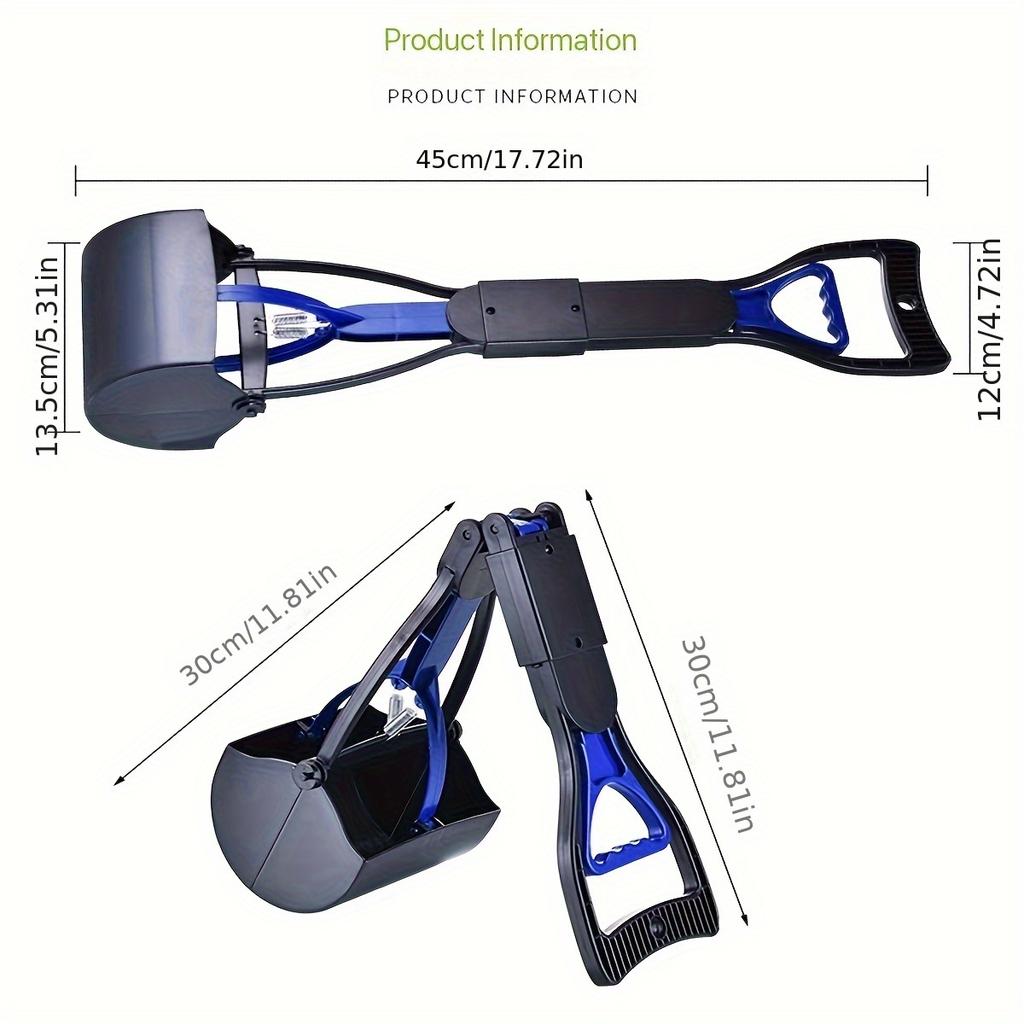 Long-Handled Foldable Pet Waste Scoop ABS Material Large Capacity One-Handed Operation Ergonomic Grip Handle Dog Poop Shovel