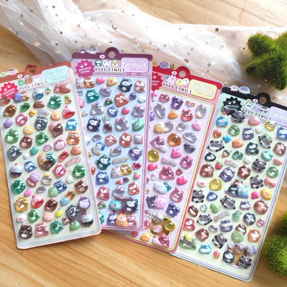 

4-Piece 3D Embossed Kawaii Animal Stickers - Kids Cartoon DIY Decor for Phones Notebooks & Backpacks BulingBulingStickers Store
