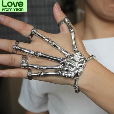 Steam Punk Skull Skeleton Bracelet For Men Gothic Hand Elasticity Adjustable Couple Women Bracelet Bangles Jewelry