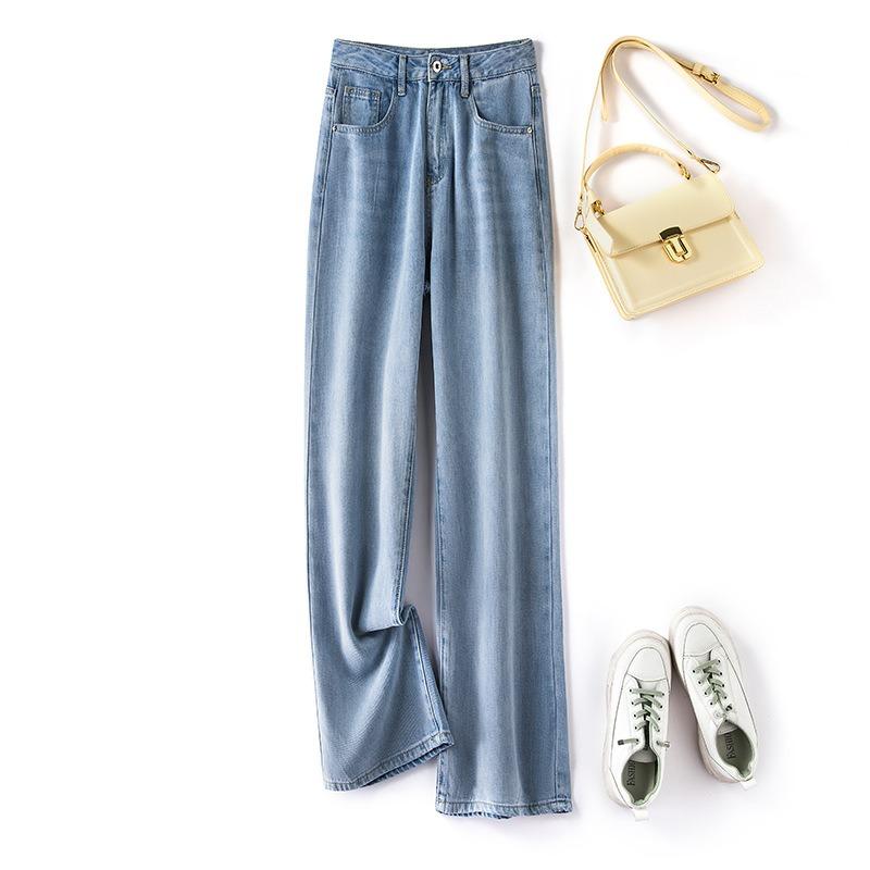 

Джинсы с широкими штанинами, женские облегающие свободные брюки с высокой талией и прямыми штанинами