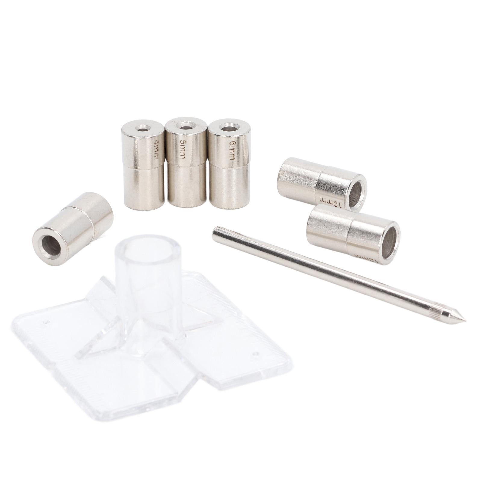 

Набор самоцентрирующихся дюбельных кондукторов 8 шт. 6 размеров внутреннего диаметра, втулки из легированной стали, направляющая для сверла