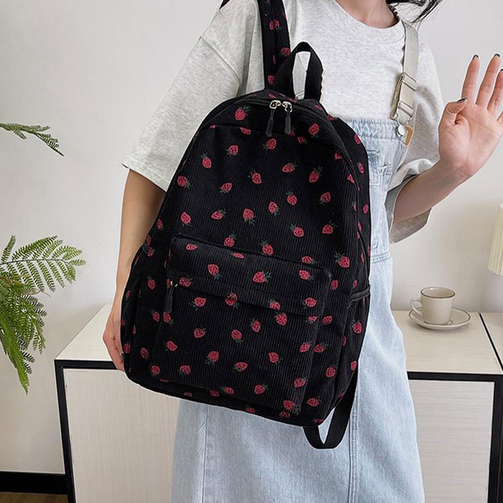Reiserucksack für Damen und Mädchen Süßer Erdbeer-Rucksack Lässiger Tagesrucksack Schüler Schulrucksack Laptop-Rucksack