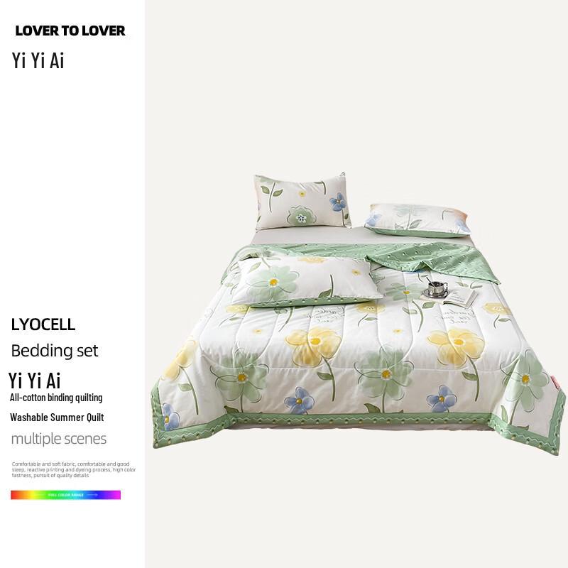 Yiyiai 100% Cotton Quilted Summer Comforter