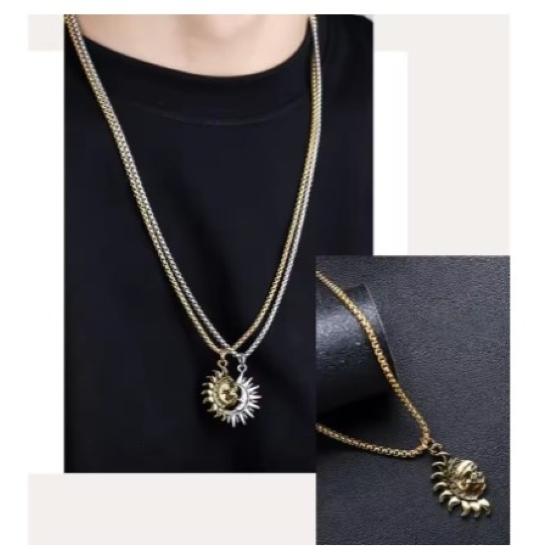 Necklace Pendant Sun Moon Stainless Steel Balance Opposite Amulet Talisman Power Strength Life Protect Health Jewelry Accessories