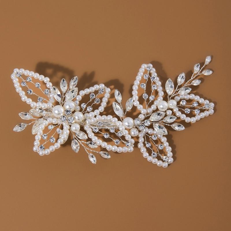 Elegant Rhinestones Pearls Hair Clip For Weddings Parties Formal Event Secure Nonslip Design Crystal Hairpin