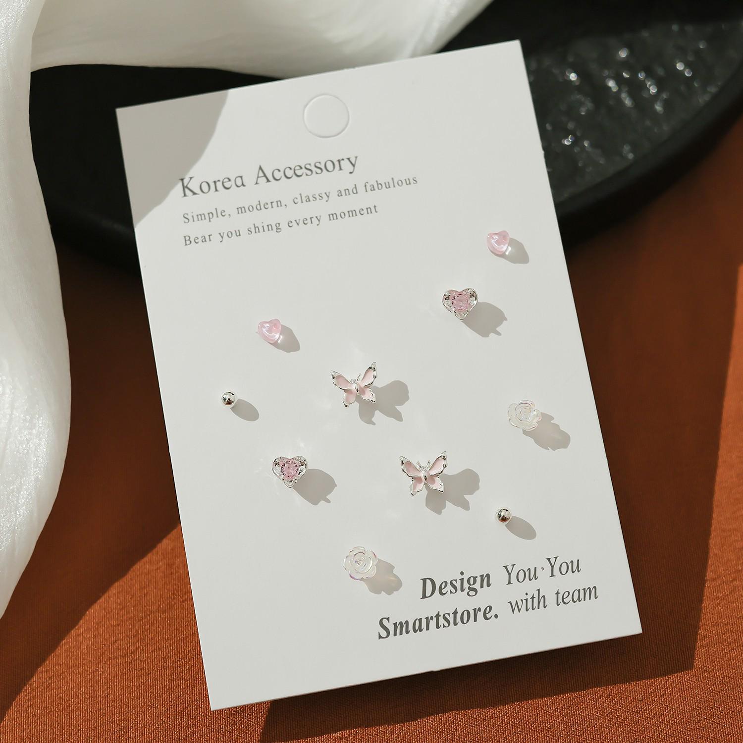 

Набор серег-пусет «Розовое сердце» из серебряной иглы - Милые, Универсальные, Нежные и Девичьи украшения