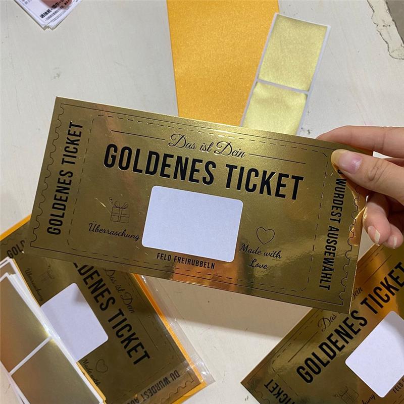 AEE4-Gold Ticket Scratch Card Gravure Printing Greeting Card Luxury Gift Birthday Blessing DIY Scratch Gift
