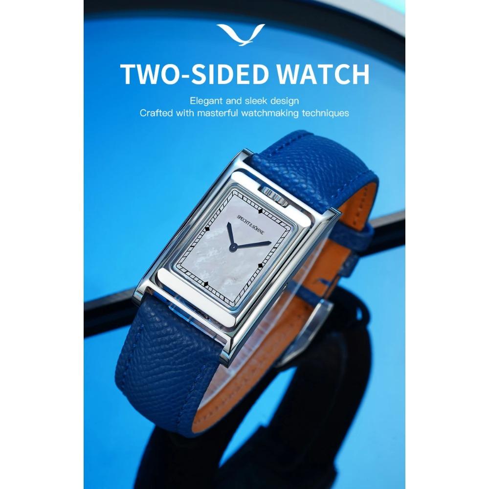 Relógio de Quartzo Quadrado Novo da Moda 2025 Specht & Söhne Dupla Face Relógios Masculinos Aço Inoxidável Cristal de Safira Reloj Hombre 24.5MM