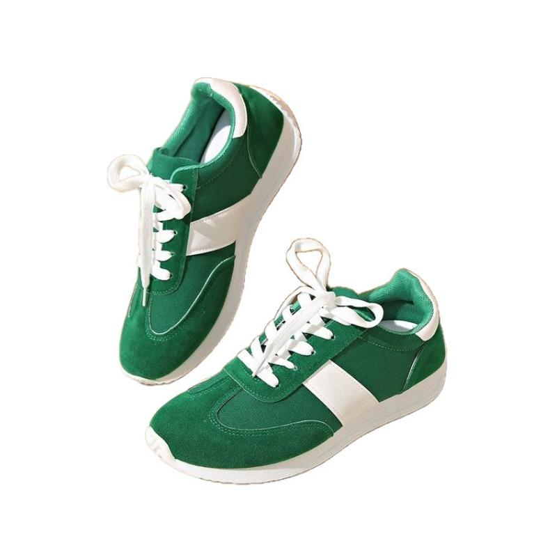 Spring and summer new women's shoes women's white shoes low-top round head large size green women's shoes