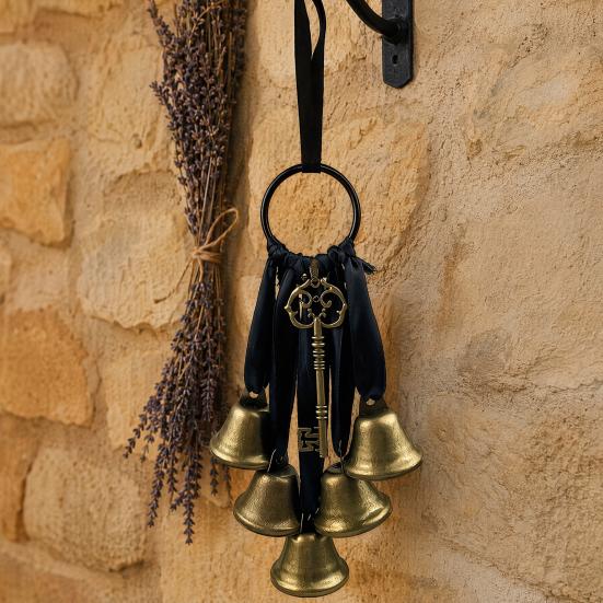 Boho Wall Hanging Ornament Witch Bells for Door Knob Protection, Handmade Rustic Farmhouse Decor Hanger, Vintage Decorative Bell Home Room Witchy