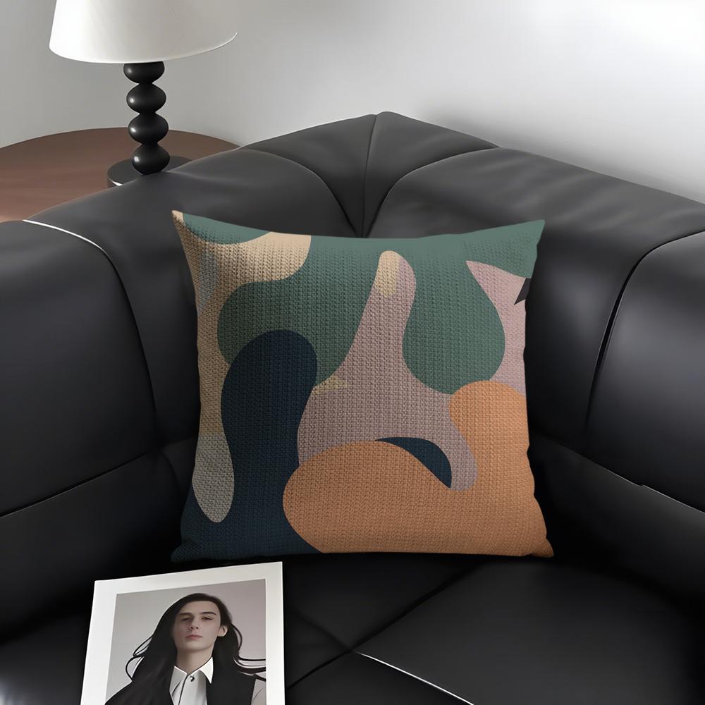 Morandi Color Pattern Ins Cushion Cover Natural Linen Organic Fabric Double-Sided Printing Sofa Home Decor Gift Pillow Case