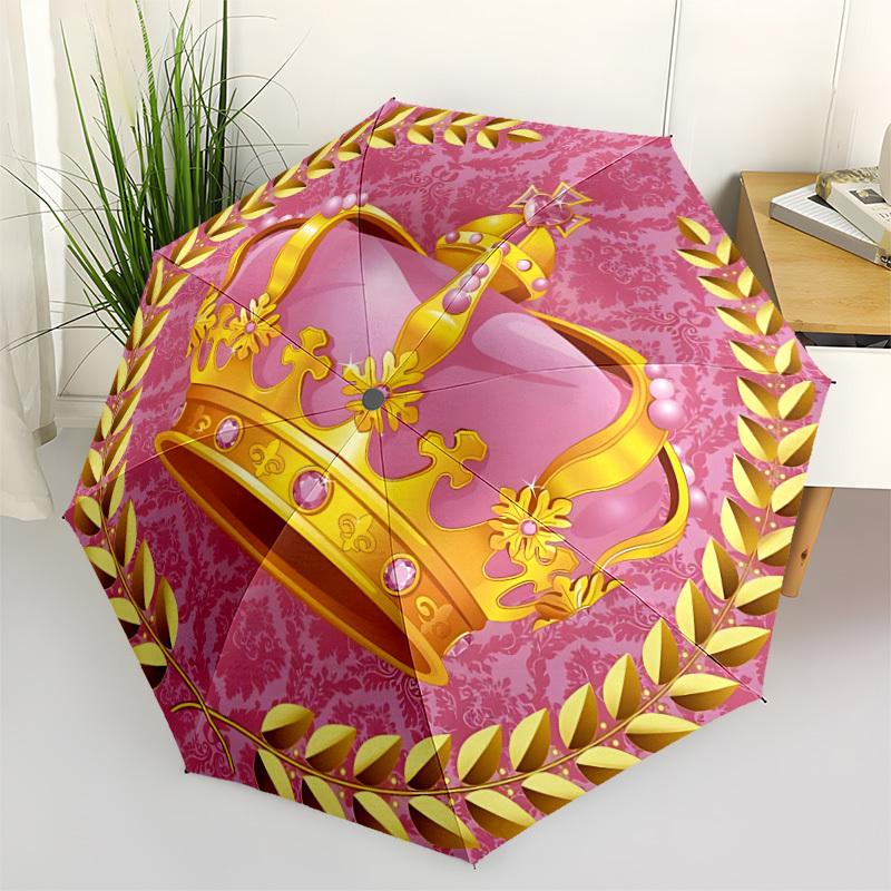 

1pc Crown Royal Automatic Folding Umbrella - Portable Collapsible Design, 8-Rib Iron Frame, Durable Fabric yy251125005